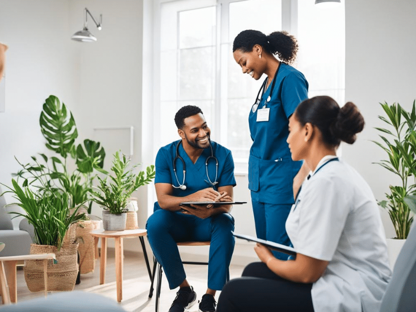 infirmiers-discutent-et-sourient